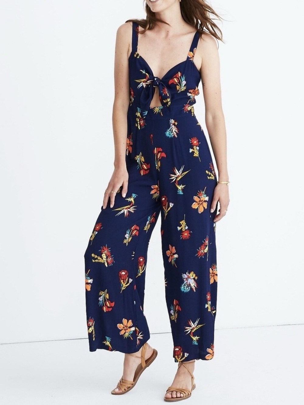 Madewell Plumeria Cutout Jumpsuit in Bird of Paradise Wide Leg Women’s Size 6